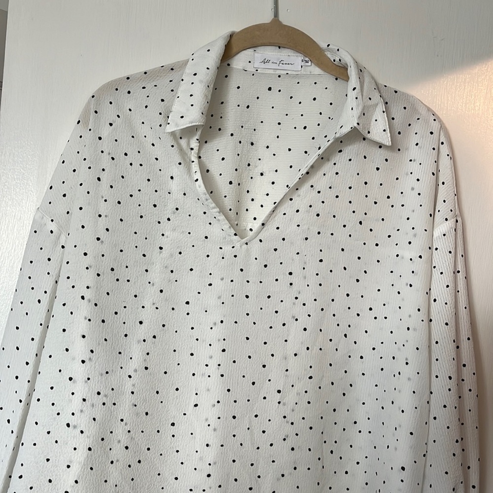 Polka Dot Blouse with Flared Sleeves